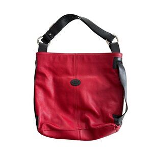 Tod's red and black faux leather shoulder bag